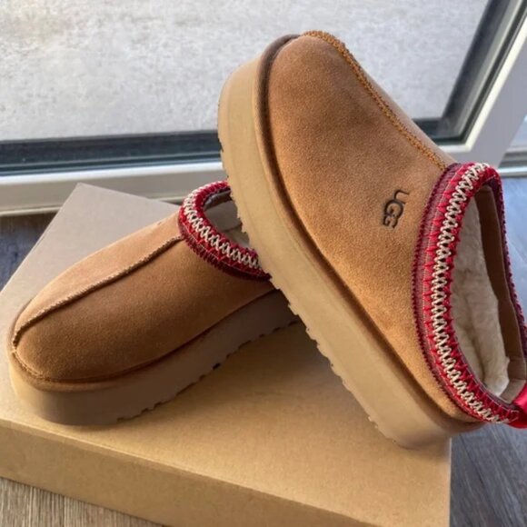 UGG TAZZ Platform Slippers Womens shoes Chestnut - Picture 3 of 4